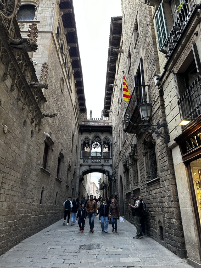 Tourist roaming around gothic quarter barcelona spain during afternoon
